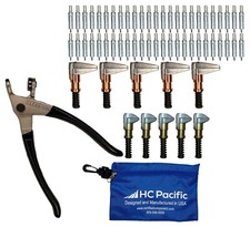 50 each C3/32 Cleco Fasteners Made in USA w/ Clamps, Pliers, and Pouch