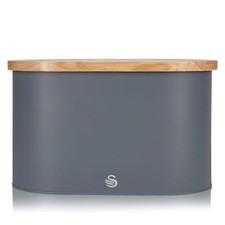 Image of Swan Nordic Scandi Bread Bin with Bamboo Cutting Board Lid, Grey - SWKA17512GRYN