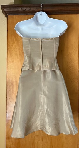 SCOTT MCCLINTOCK GOLD STRAPLESS FORMAL EVENING PARTY DRESS GOWN & SCARF SET - 4 - Picture 13 of 14
