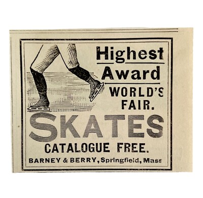 Barney & Berry Ice Skates Worlds Fair 1894 Advertisement Victorian 3 ADBN1yy