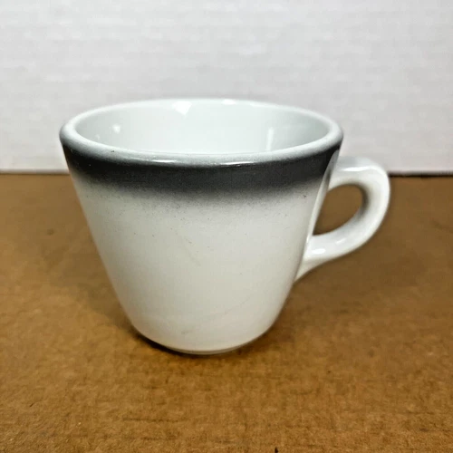 1950s Restaurant Ware Diner Mug Vintage Shenango China White with Gray Edge