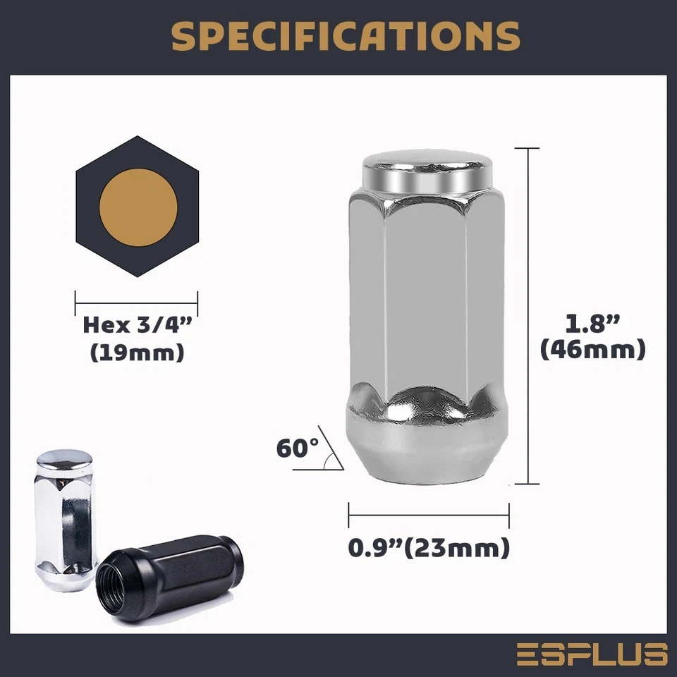 20 Chrome M14x1.5 Wheel Lock + 1.8" Lug Nut Fit Lincoln Continental/MKX/Nautilus - Image 3 of 4