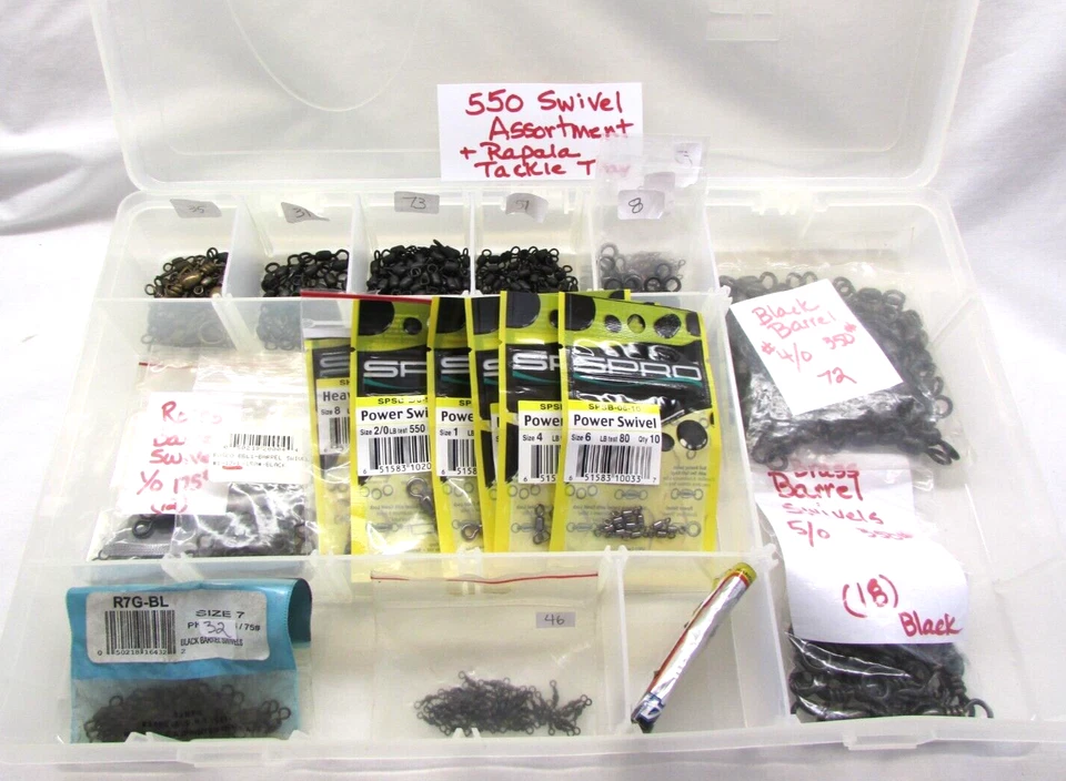 Swivel Assortment Terminal Tackle Various Sizes & Brands Rapala Tray (550pc) Z64 - Image 2 of 4