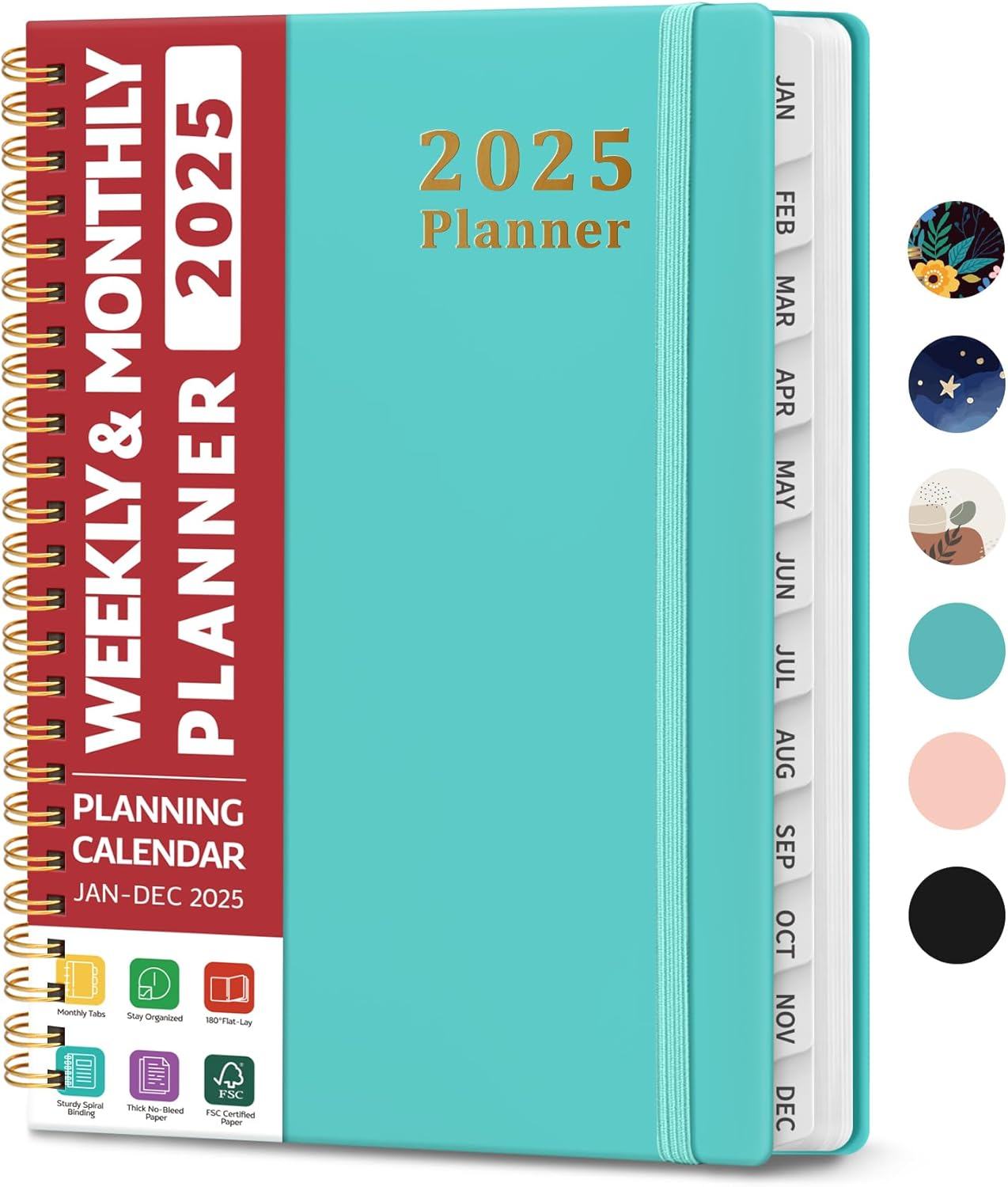 2025 Planner - Weekly and Monthly Planner Spiral Bound, January 2025 - December
