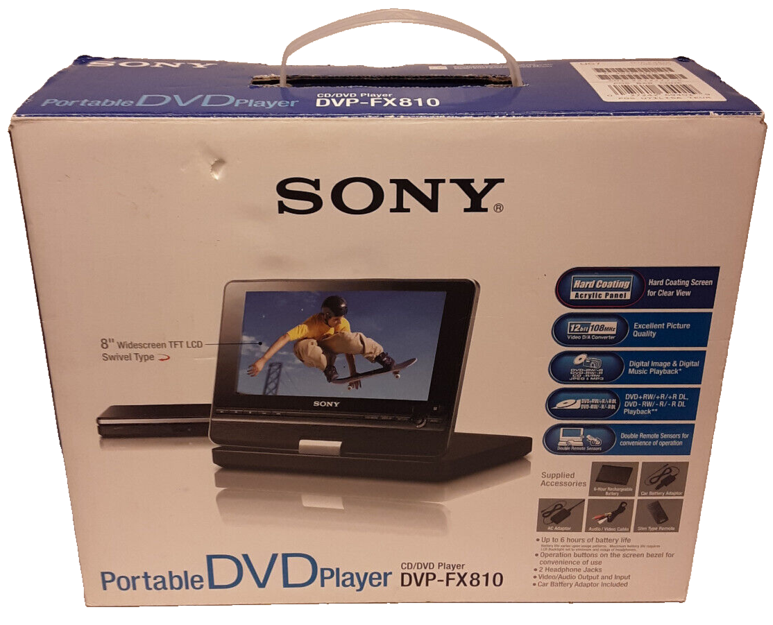 SONY MODEL DVPFX810 PORTABLE DVD / CD PLAYER 8" WIDESCREEN NEW