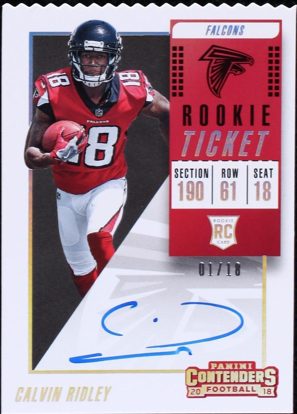 Calvin Ridley Rookie 2018 Panini Contenders - Rookie Ticket RPS Calvin Ridley #109 Stubs /18 ...