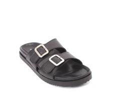 Mariano Paoletti 326a Black Leather Slides Men Comfort Sandals 40 / US 7