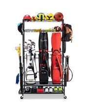 Golf Bag Storage Garage Organizer, 3 Golf Bag Stand and Sports Equipment Stor...