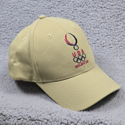 Team USA 2008 Beijing Olympics CAP HAT One Size Beige Baseball Embroidered Flag