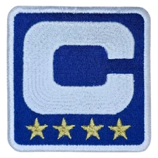 BLUE CAPTAIN C PATCH 4 GOLD STARS SPORTS JERSEY EMBROIDERED IRON ON PATCH 2.5"