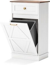 New Tilt Out Trash Cabinet,10 Gallon Hidden Wooden Bin Cabinets Laundry Hamper