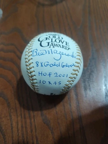 Bill Mazeroski Autographed Gold Glove Baseball W/ 3 inscriptions JSA