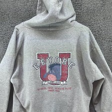Vtg Disney Store Eeyore Hoodie Zip-Up Sweatshirt Size XL Gray Winnie the Pooh