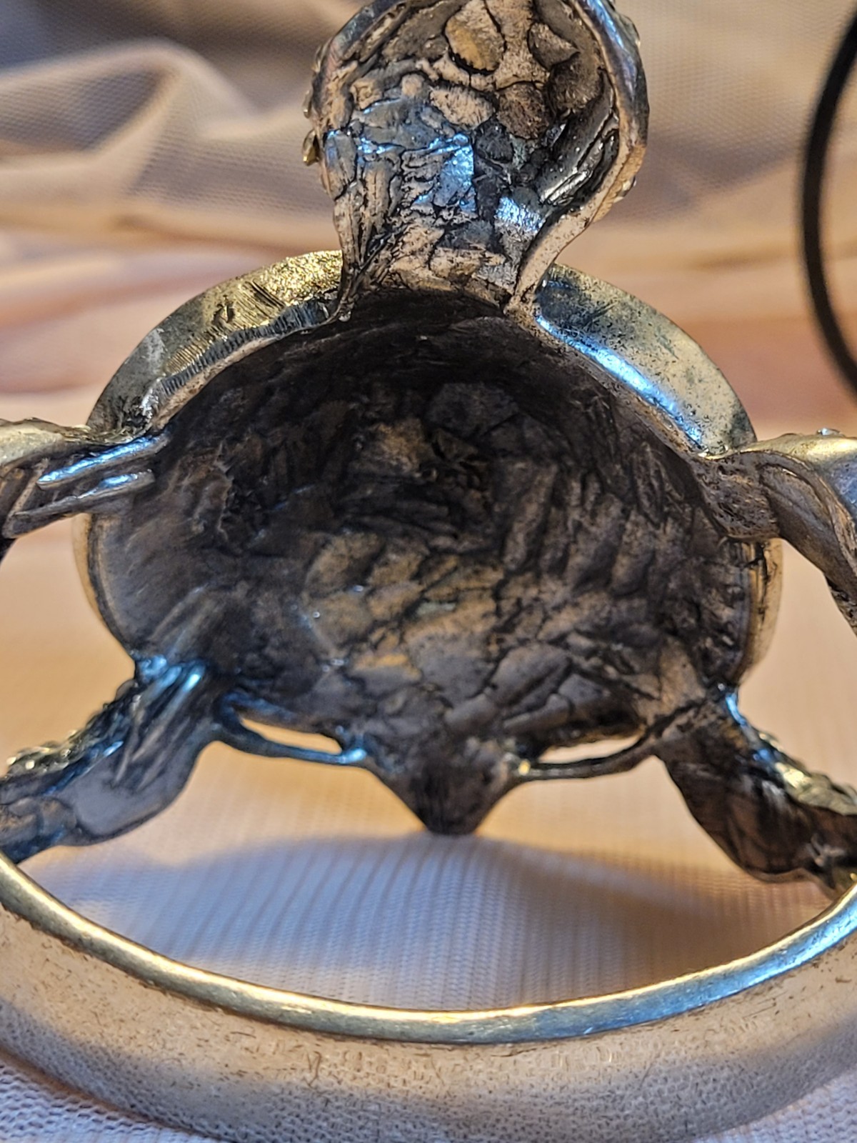 Rhinestone Statement  Sea Turtle Bracelet Clamper… - image 5