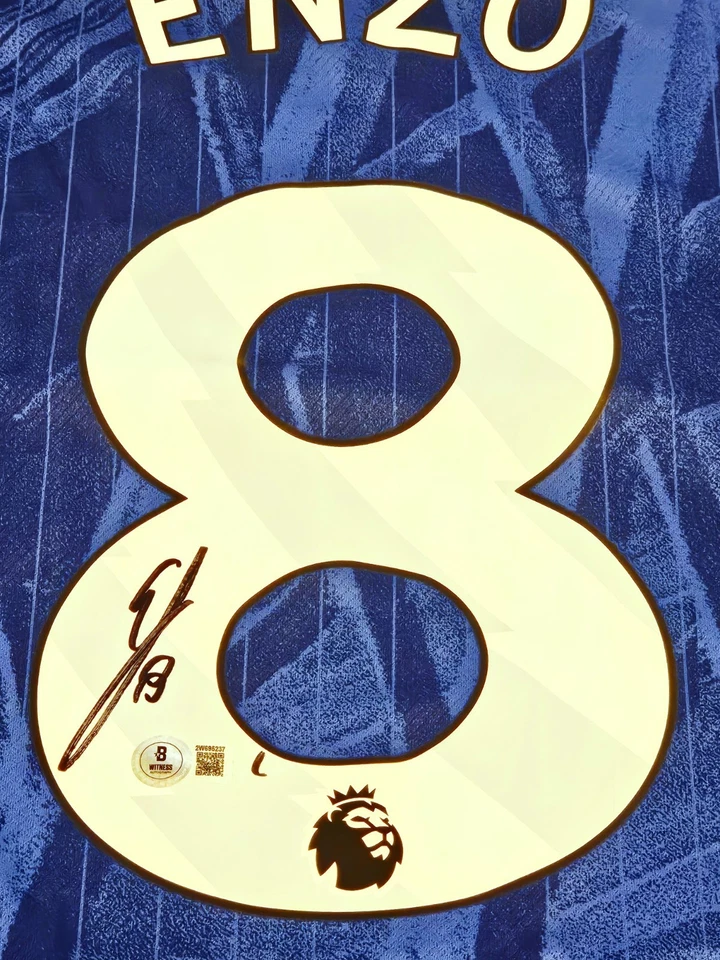 Camiseta de fútbol firmada por Enzo Fernández autografiada Chelsea Nike certificada por Beckett  Foto 3 de 4