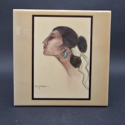 R. C. Gorman Ceramic Art Tile Navajo Wall Art 8x8 Tile Harmony Designs Vintage