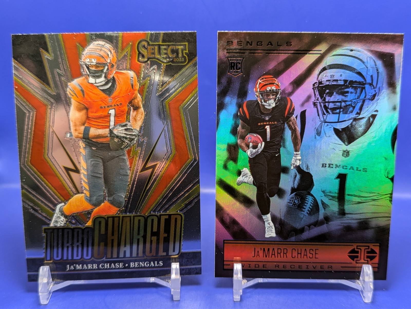Ja'Marr Chase 2 Card 2021 Panini Illusions #65 RC + 2023 Select TurboCharged