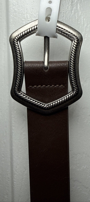 #ad Jessica Simpson Belt 30mm Wide Brown With Silver 6 Sided Buckle New NWTs $14.99