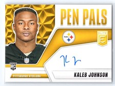 Kaleb Johnson 2025 Donruss Elite Pen Pals On Card Rookie Auto! Steelers. rookie card picture