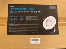 NEW (4 pk) - 13.5W 6" LED Recessed Light, Adjustable Downlight - 2.6"(H)x7.2"(D)