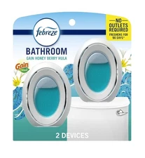 Febreze Bathroom Air Freshener, Small Spaces Odor-Fighting, 2 Count