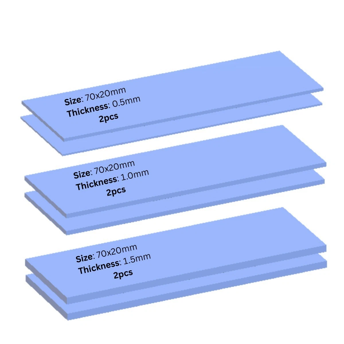 FROSTBITE WÄRMELEITPAD Thermal Pad 70x20mm 6er 0,5/1,0/1,5mm | 6 W/mK GPU VRAM