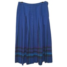 VTG Pendleton Pleated Midi Skirt Womens M Royal Blue 100 Virgin Wool USA Preppy