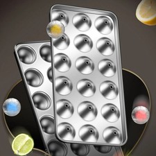 Professional Ice Cube Trays Stainless Steel - 18-Slot Heavy Duty Metal Icecube
