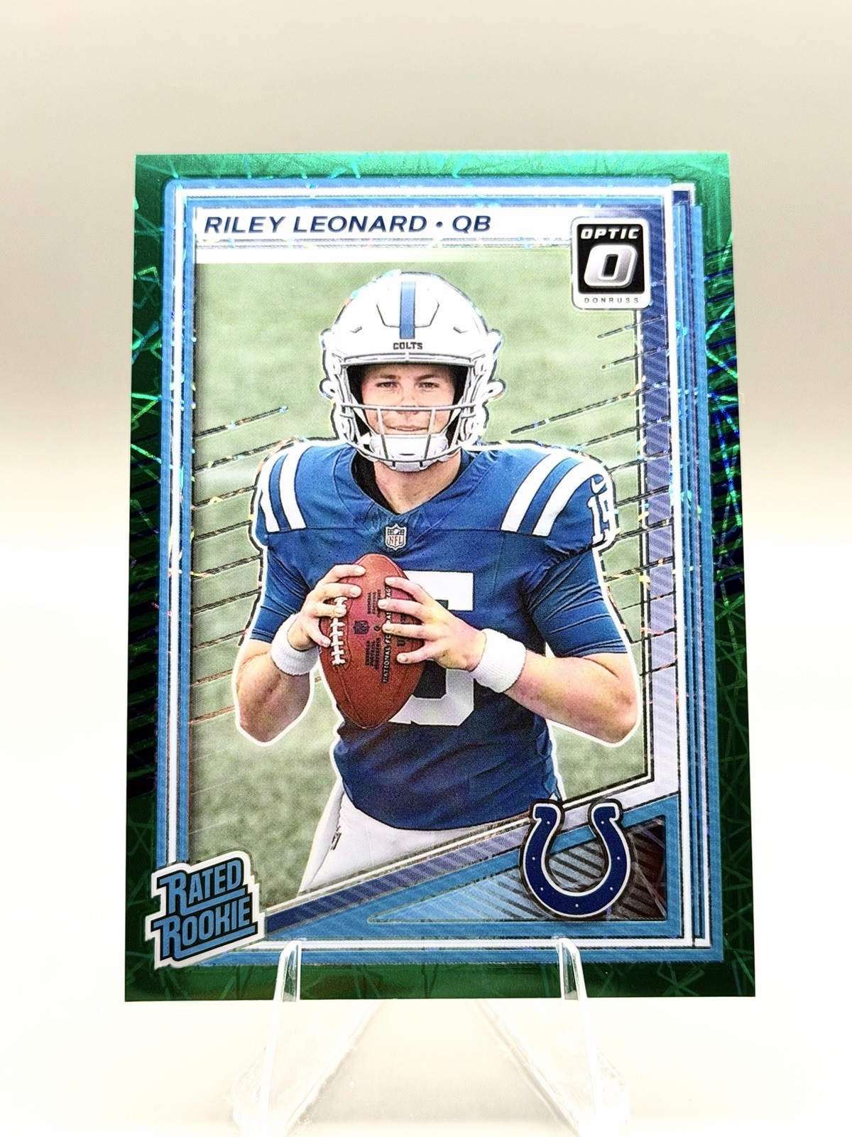 Riley Leonard Green Velocity #255 2025 Panini Donruss Optic Colts Rookie