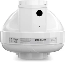 BaseAire RadonEx 15F 237 CFM Radon Fan 4 Inch 1500 sq ft for Exhaust Ventilation