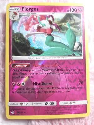 Pokemon Florges 86/131 Reverse Holo Sun And Moon Forbidden Light TCG CARD