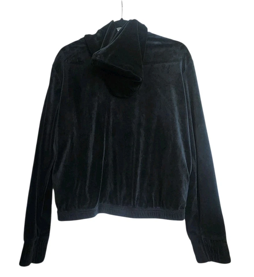 Sudadera con Capucha FILA Terciopelo Media Cremallera De Colección Negra Para Mujer’s M Y2K Athleisure Foto 2 de 4