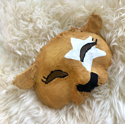 Handmade Lion Therian Mask White Star Eye Squinted Big Nose Cosplay Costume