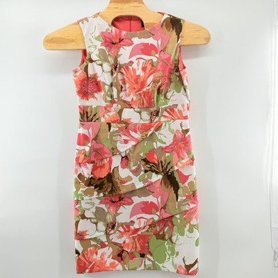 Connected Apparel Dress Womens 14 Pink Green Floral Sheath Sleeveless Spring