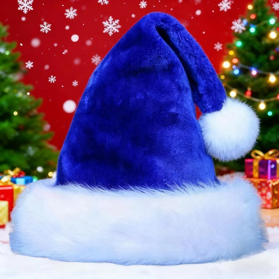 Sombrero de Navidad de terciopelo para niños, sombrero de Santa sombrero de Navidad cómodo sombrero de vacaciones de piel gruesa Foto 3 de 4
