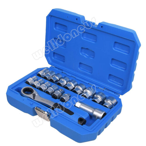Durchsteck Ratsche Steckschlüssel Satz 17 tlg. Durchsteckknarre 3/8 1/2" 10-24mm - Bild 10 von 15