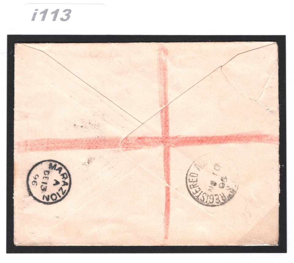 SOUTH AUSTRALIA QV Cover Adelaide Squared Circle GB Cornwall Marazion 1896 i113 - Image 3 of 4