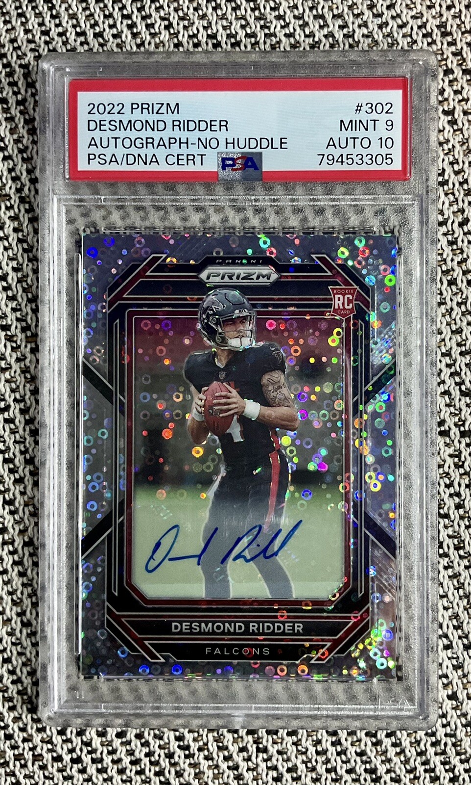 2022 Panini Prizm Desmond Ridder - No Huddle RC Auto #302 PSA 9/AUTO 10