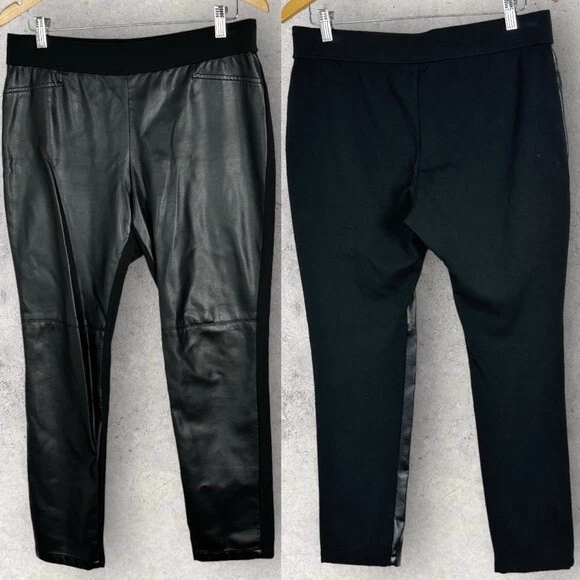 Ralph Lauren Black Faux Leather Vegan Ponte Coated Leggings High Rise Size 12 Foto 2 de 4