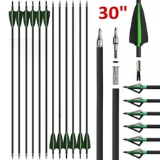 12X Carbon Arrow 30'' Archery SP500/Blade Arrowhead Compound Recurve Bow Hunting