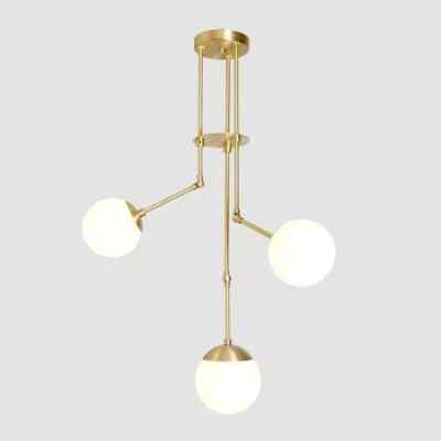 Raw Brass 3 Globe Balance Chandelier Adjustable Italian Ceiling pendent Light