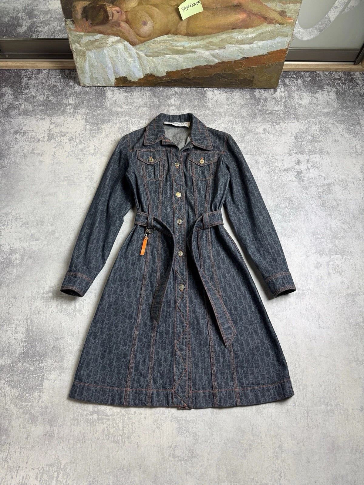 Veste trench coat jean monogramme Christian Dior Y2K 2006 taille : 40