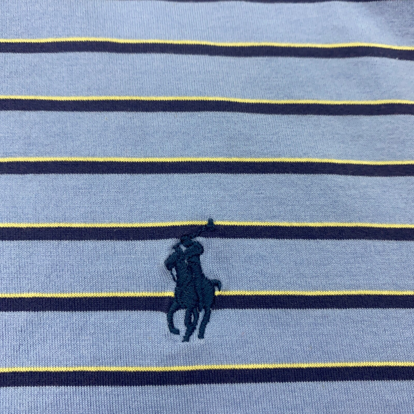 Polo Golf Ralph Lauren Uomo Large Blu Righe Pima Cotone Ricamo Pony