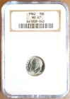 1962 Roosevelt Dime, NGC MS67, Only 7 Graded Higher by NGC