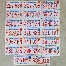 BULK LOT ~ 20 MASSACHUSETTS LICENSE PLATES 🔥FREE📬🔥W/RANDOM LETTERS & #'S