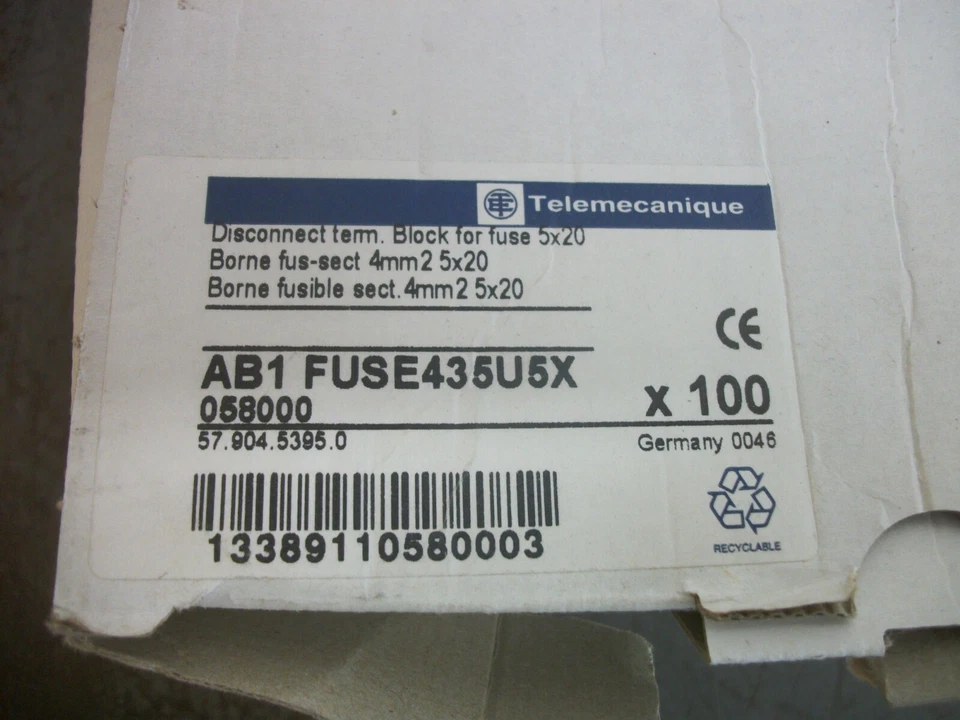 TELEMECANIQUE BOX OF 93 5x20 DISCONNECT TERMINAL FUSE BLOCKS AB1FUSE435U5X NIB - Image 3 of 3