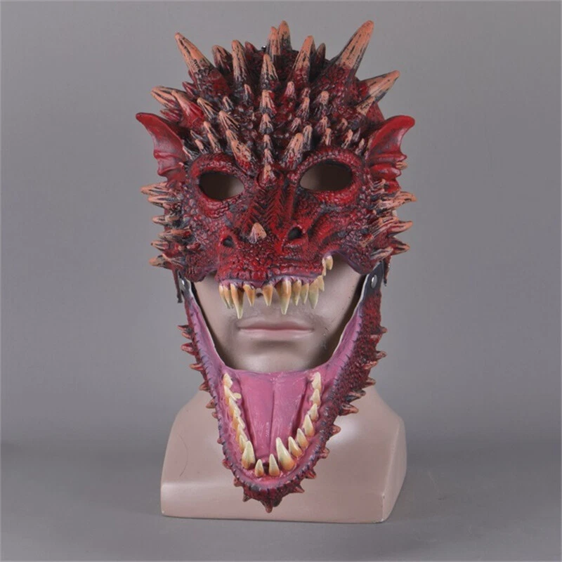 Movable Mouth Dragon Mask Halloween Party Cosplay Props Headgear Latex Full Mask - Image 3 of 4