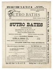 1/26/1902 SAN FRANCISCO SUTRO BATHS BATHHOUSE~ANTIQUE GRAND AQUATIC EXBT PROGRAM