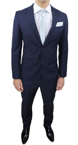 Abito completo uomo sartoriale blu calibrato taglie forti comode conformato  | eBay