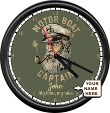 Personalized Your Name Yacht Ship Boat Captain Cruise Salty Dog Sign Wall Clock